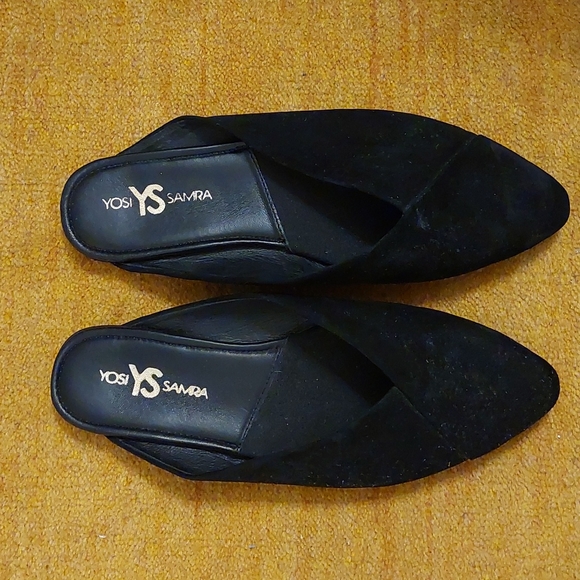 Yosi Samra Black Suede Slip-On Shoes Size 10